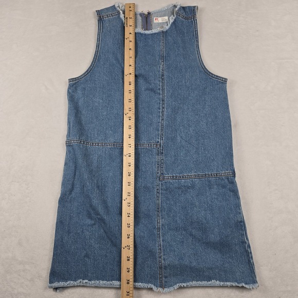 NYC Trends Denim‎ Dress Women's Size Medium Sleeveless Raw Hem - Picture 3 of 6